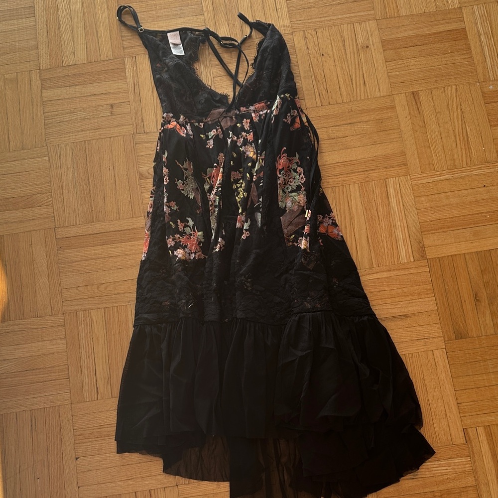 We Are HAH Black Floral Lace/Mesh Mini Dress